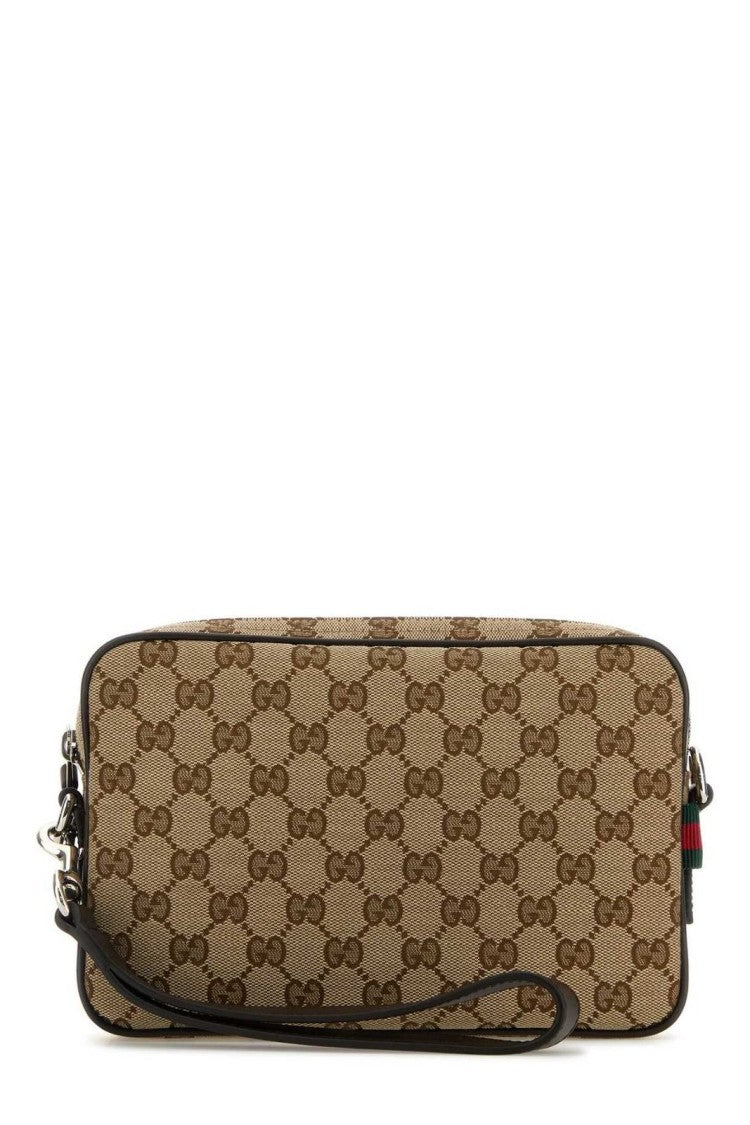 Gucci Monogrammed Beige Canvas Crossbody Bag