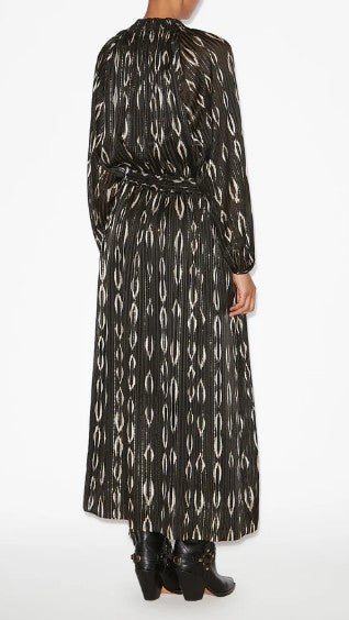 Isabel Marant Maxi Dress With Vertical Stripes And Abstract Shapes
