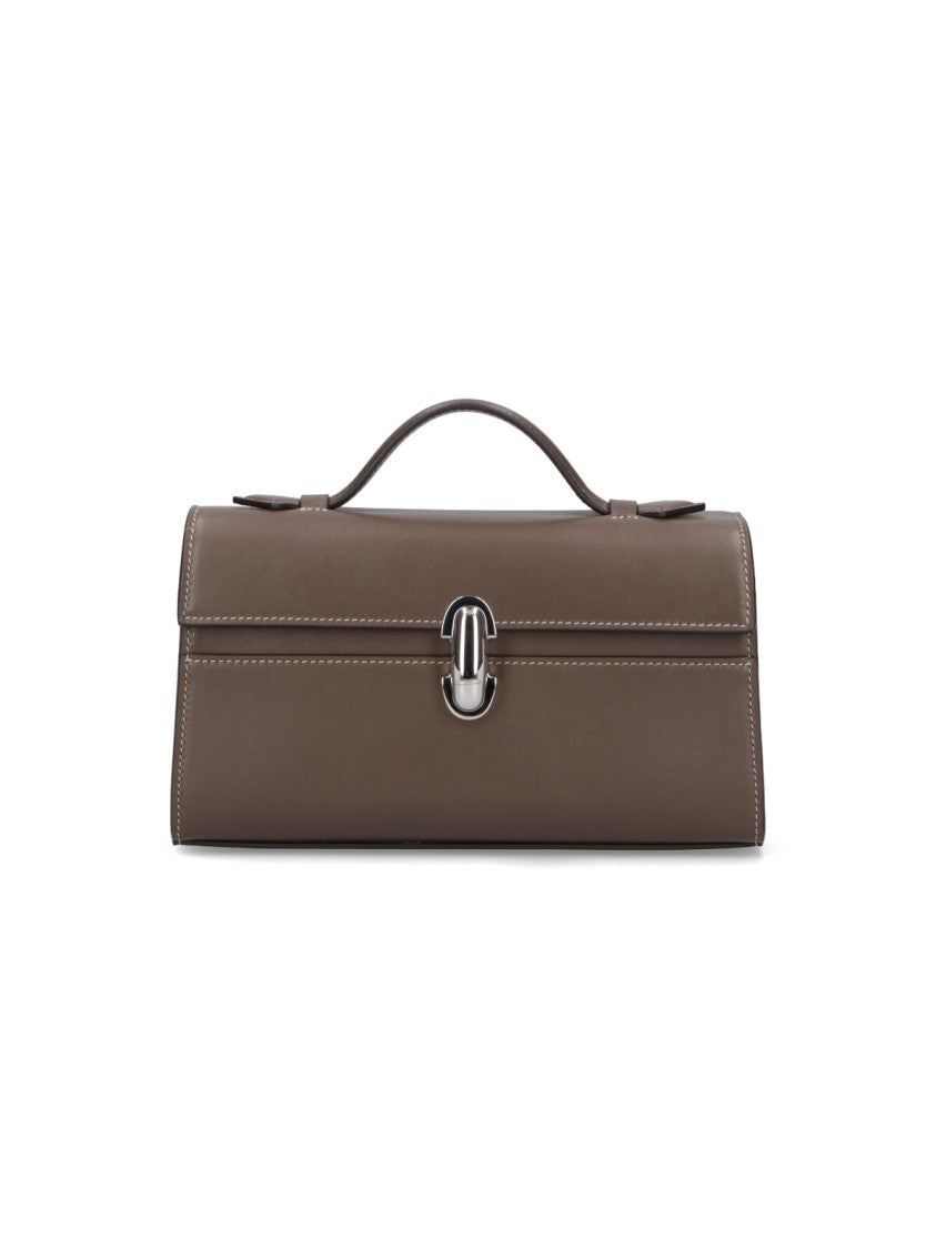 Savette Rectangular Handbag With Smooth Brown Exterior