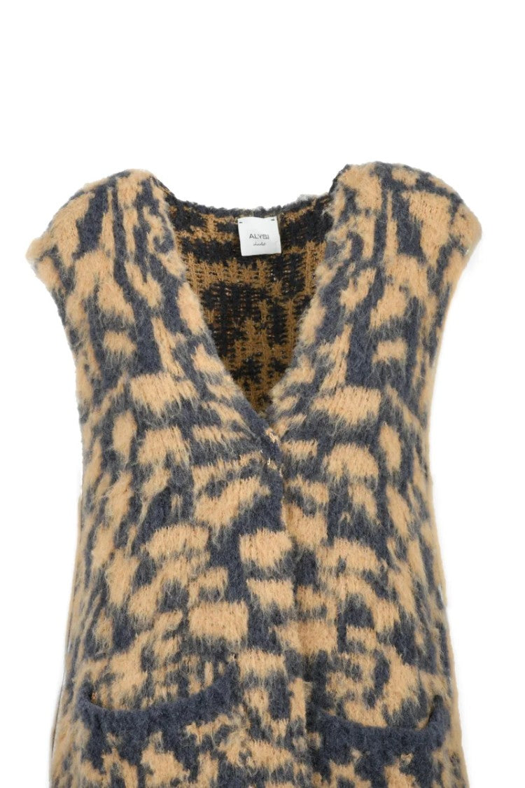 Alysi Alpaca Wool Vest - Grey/Brown