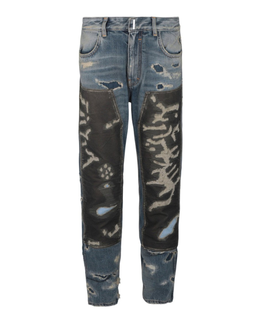 Givenchy Distressed Patchwork Straight-Leg Jeans