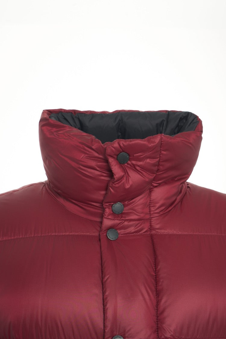 After Label Burgundy High-Collar Puffer Jacket With Down Insulation