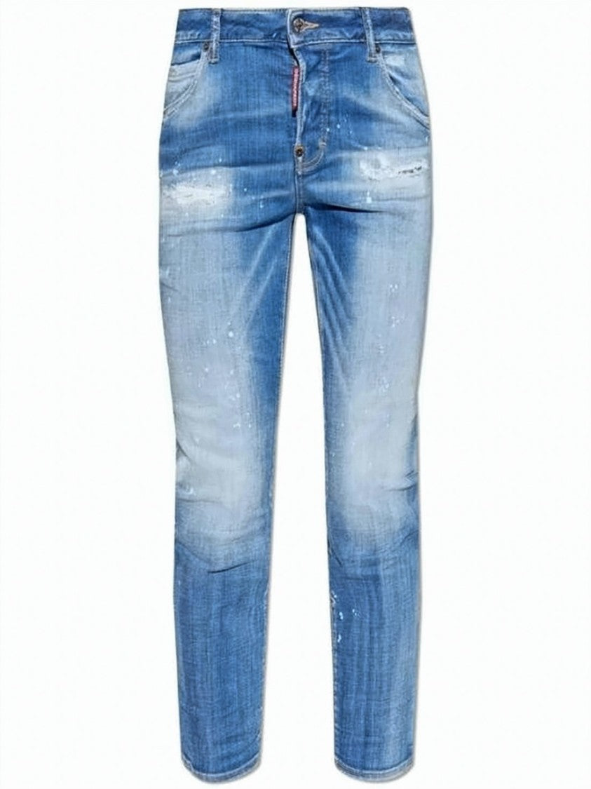 Dsquared2 Slim Tapered Denim Pants With Faded Finish And Distressing