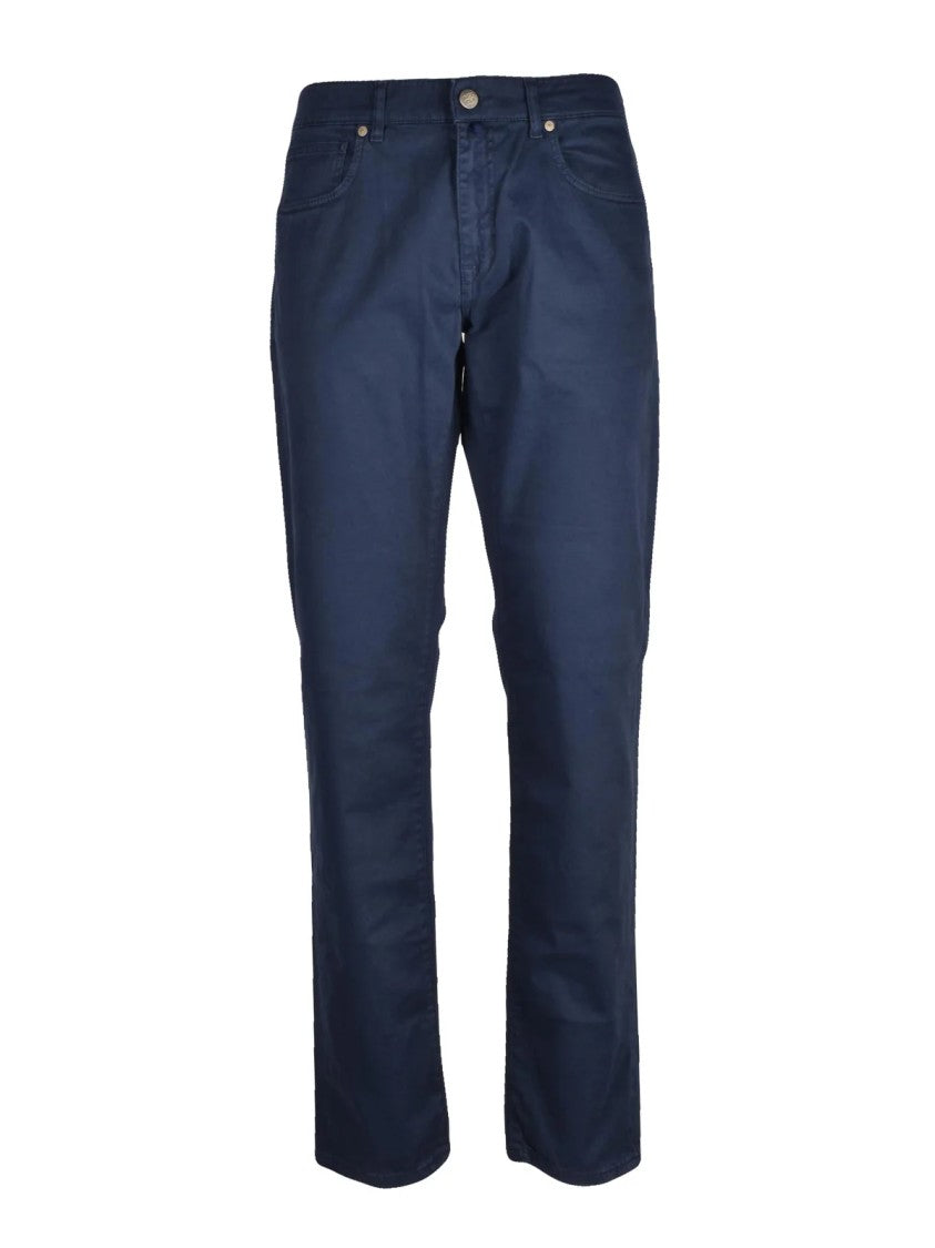 Incotex Blue Stretch Cotton Zip Regular Fit Chino Pants