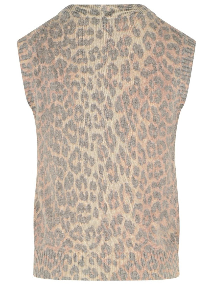 Ganni 'Leopard' Wool Blend Vest