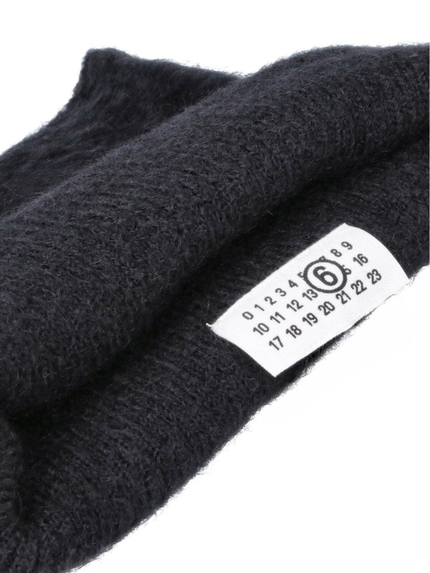 Mm6 By Maison Margiela Black Knit Mohair Scarf