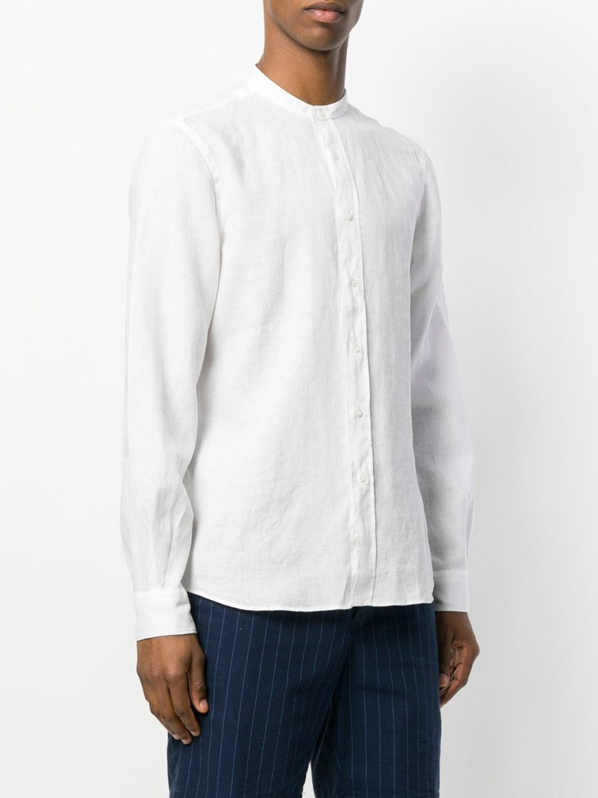 Aspesi Long-Sleeved White Shirt With Mandarin Collar