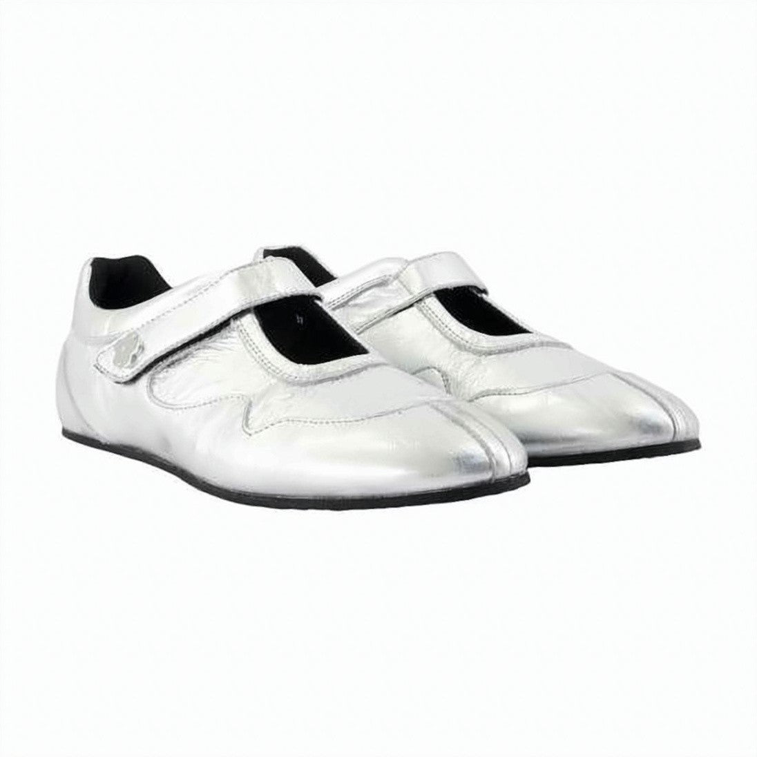 Cecilie Bahnsen Metallic Finish Wide Strap Calf Leather Sneakers