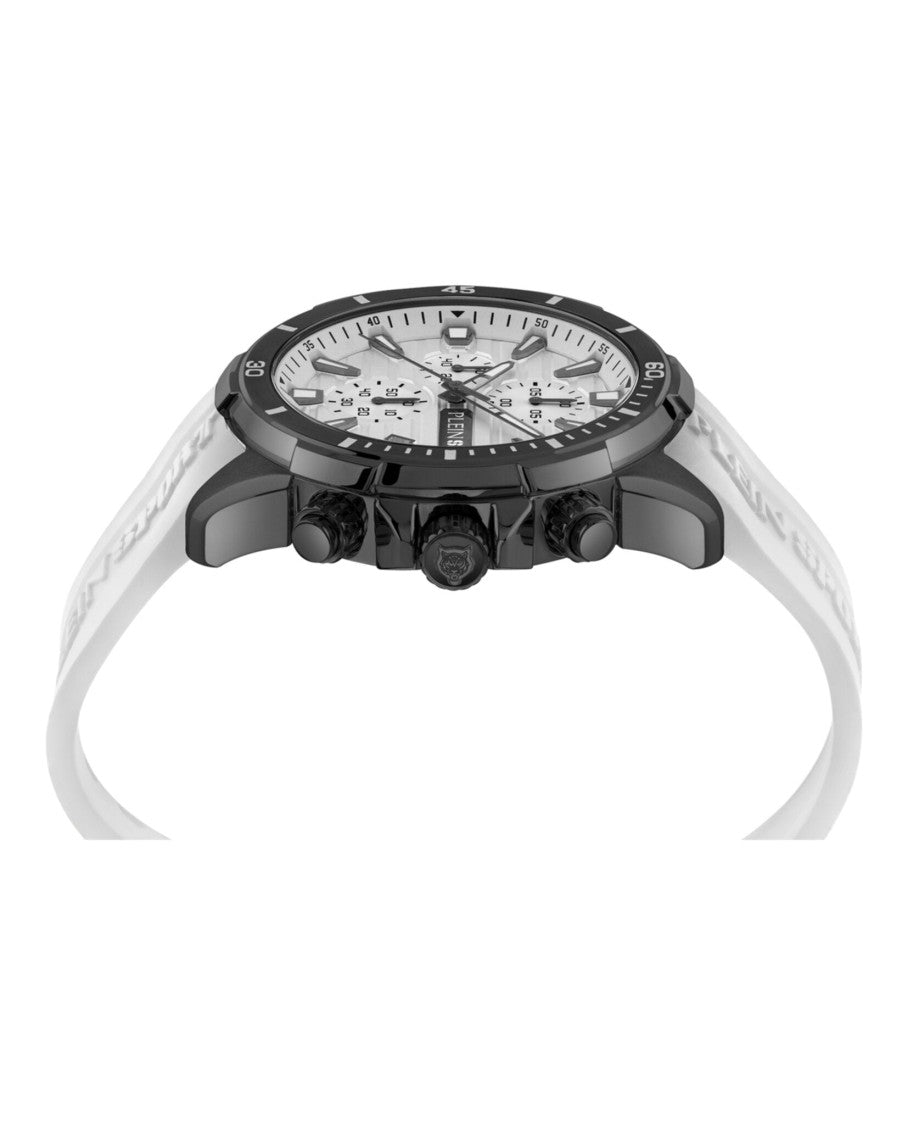 Plein Sport Impact Chronograph Watch With Sleek White Silicone Strap