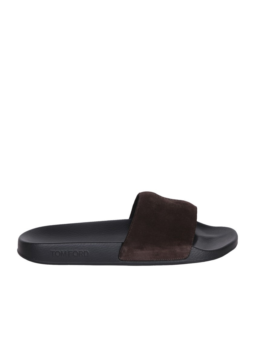 Tom Ford Brown Soft Suede Strap Sandals