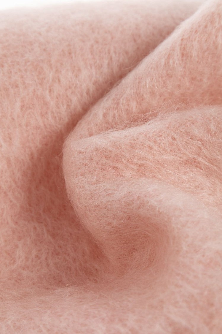 Jil Sander Rectangular Pink Mohair And Wool Scarf