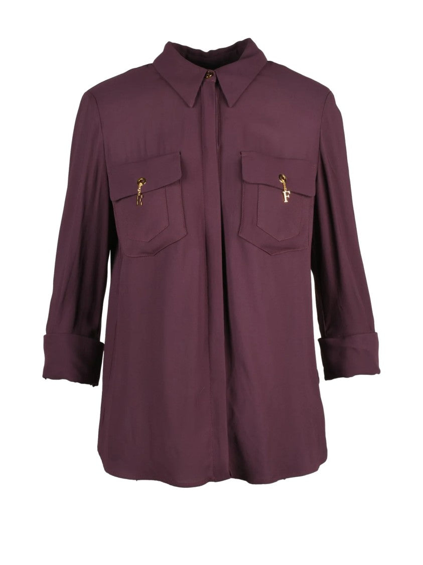 Elisabetta Franchi Red Strap-Detail Viscose Blouse