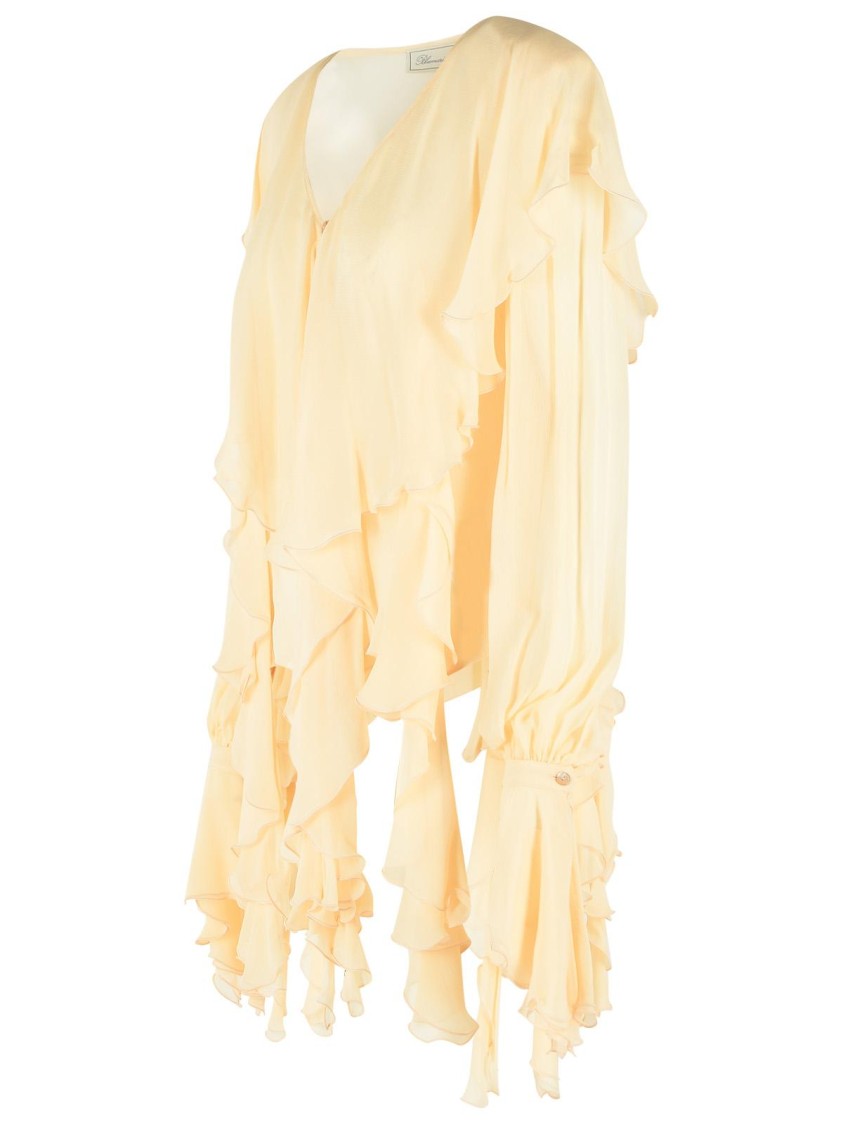 Blumarine Viscose 'Creponne' Blouse With Sailor Collar And Cascading Ruffles