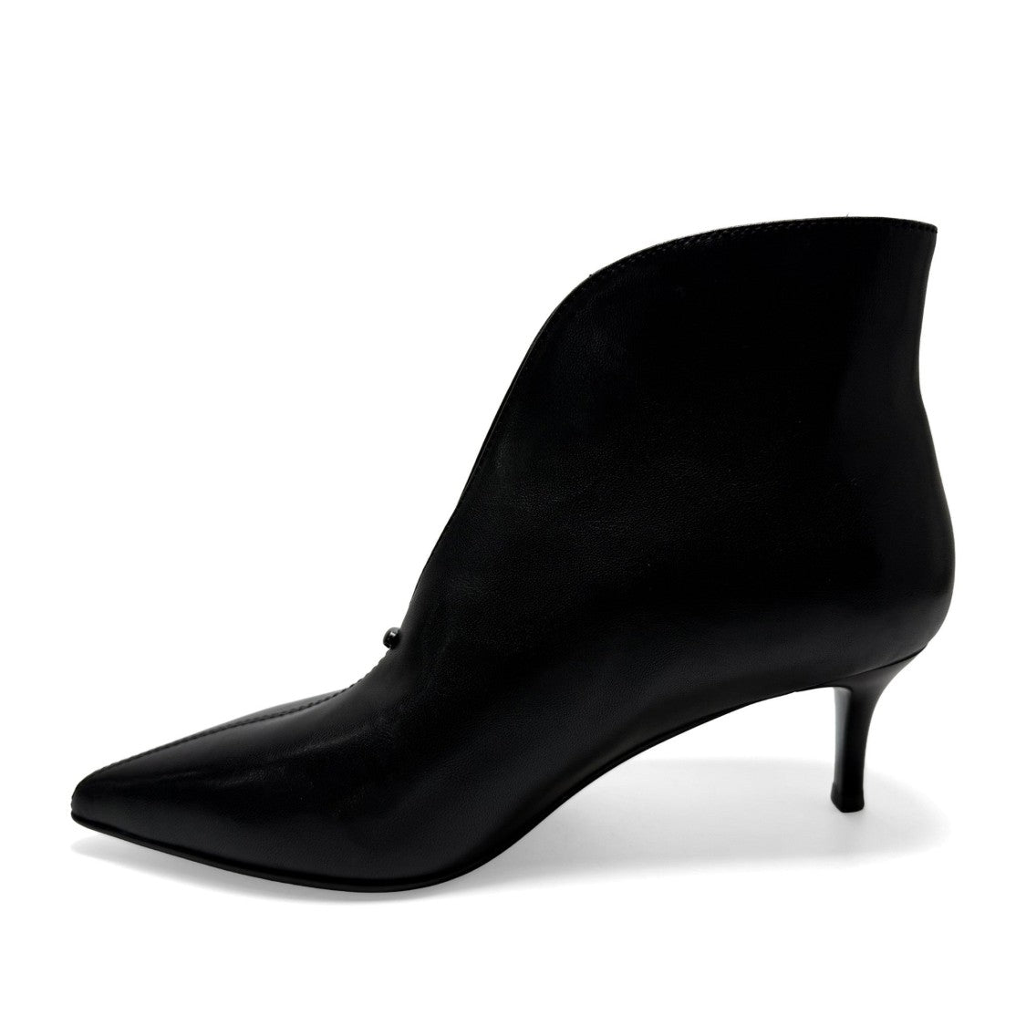 Sergio Moretti Black Pointed Toe Mid-Height Stiletto Leather Pumps