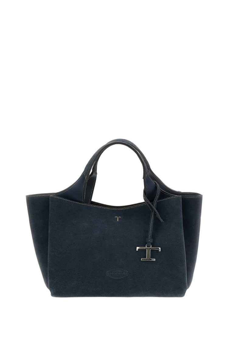 Tod's Mini Suede Tote With Adjustable Strap And Logo Pendant