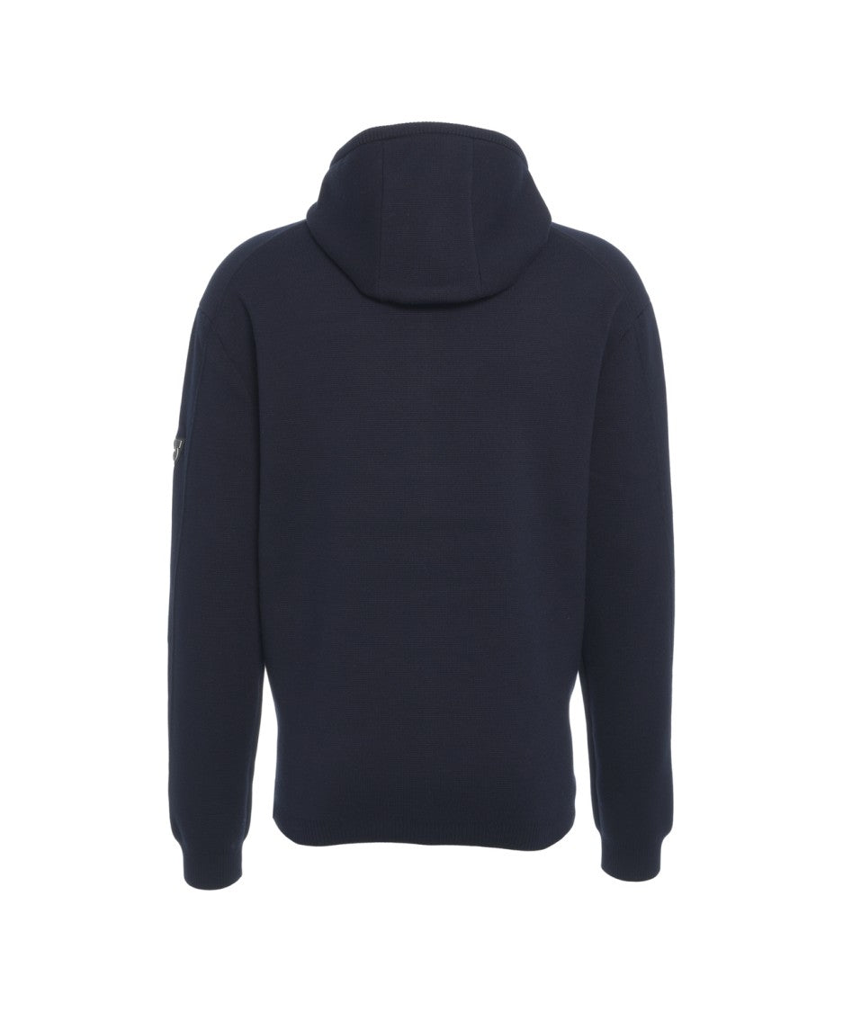 Alpha Tauri Knit Hoodie Jacket With Two-Way Zipper And Adjustable Hood