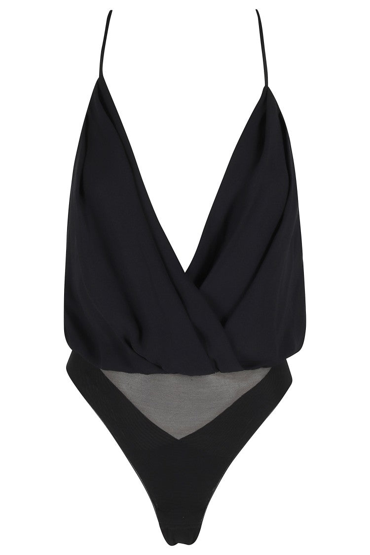 Elisabetta Franchi Black Viscose Georgette Bodysuit