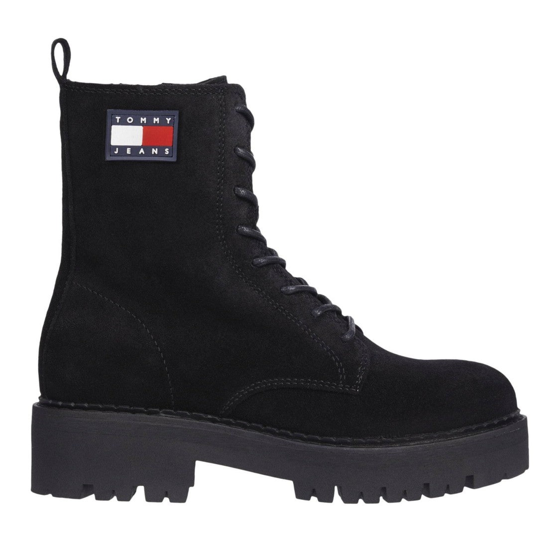 Tommy Jeans Black Suede Urban Lace-Up Boots