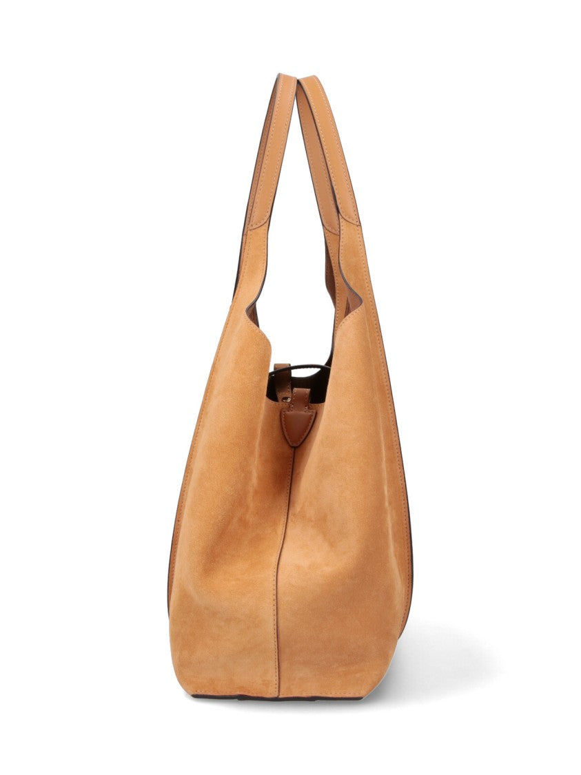 Tod's Medium Suede Tote Bag With Gold-Tone Logo Buckle