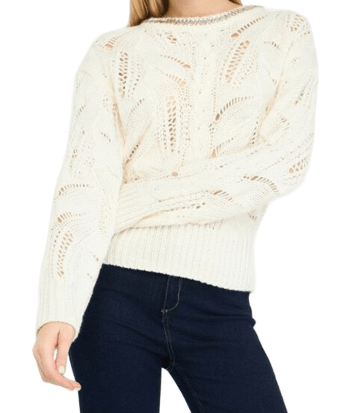 Liu Jo Oversized Cable-Knit Sweater With Jewel Embellishments