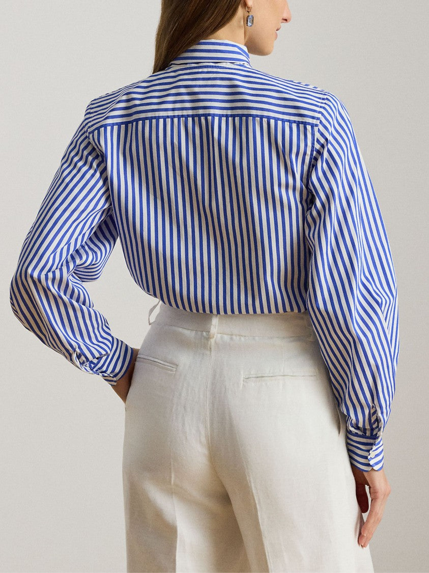 Lauren Ralph Lauren Vertical Striped Bow Tie Shirt