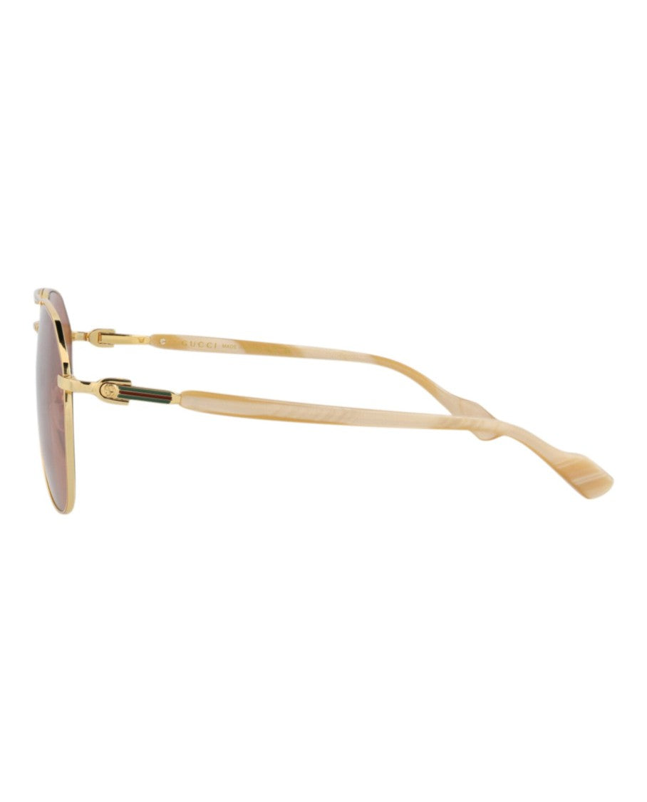 Gucci Aviator-Frame Metal Sunglasses