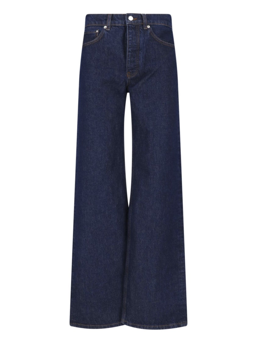 Anine Bing Dark Blue Brie Straight-Leg Cotton Denim Jeans