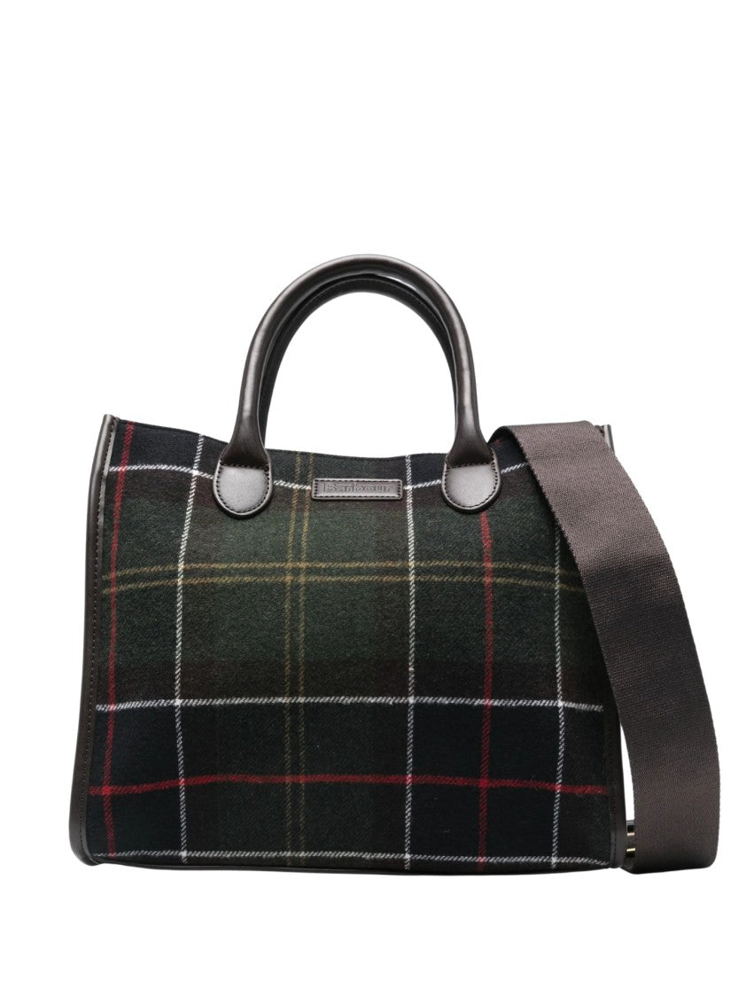 Barbour Structured Rectangular Tartan Tote Bag With Leather Accents