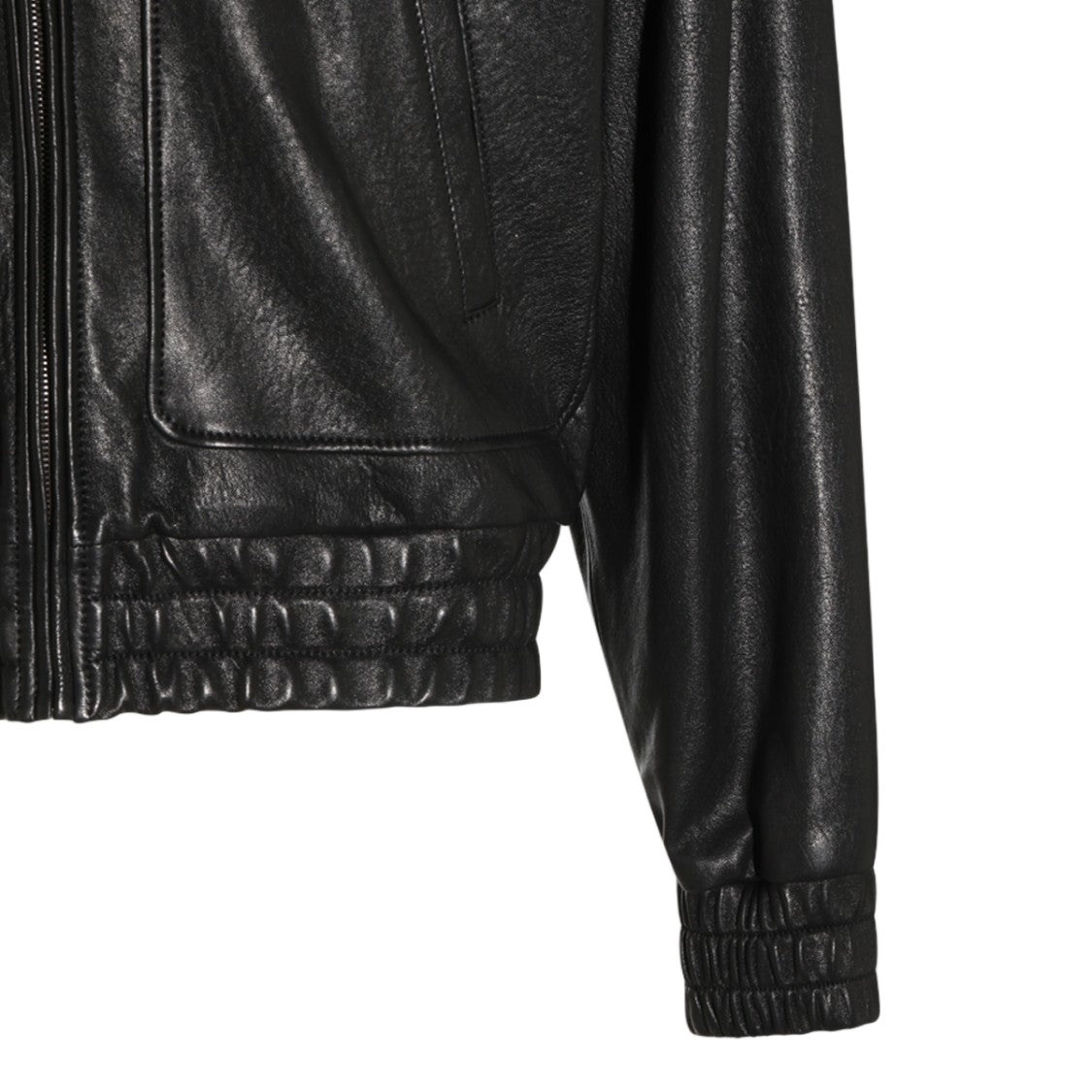 Saint Laurent Black Structured Collar Leather Jacket