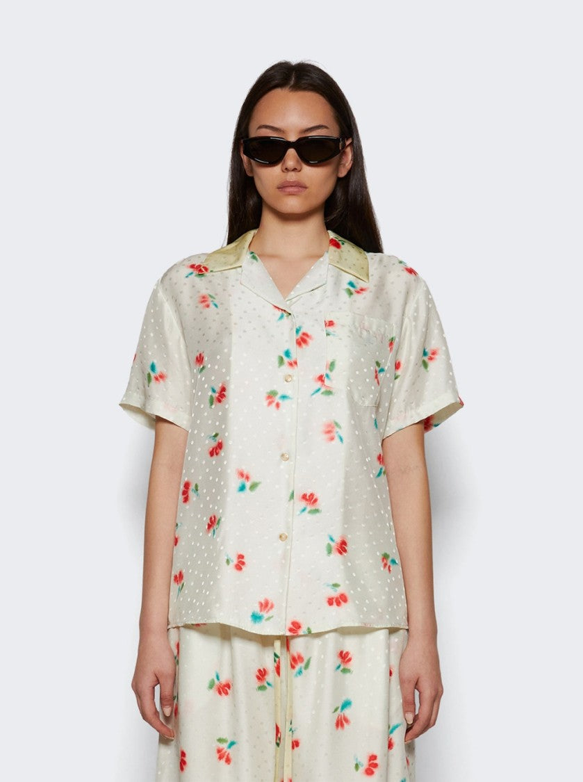 Rosie Assoulin Cabana Top In Tulip Jacquard White And Multicolor