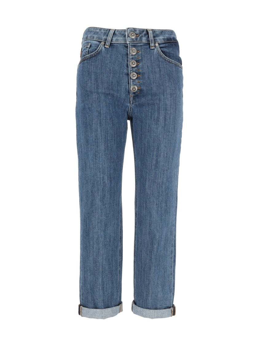 Dondup Blue Koons Gioie Carre Rolled Cuff Straight-Leg Jeans