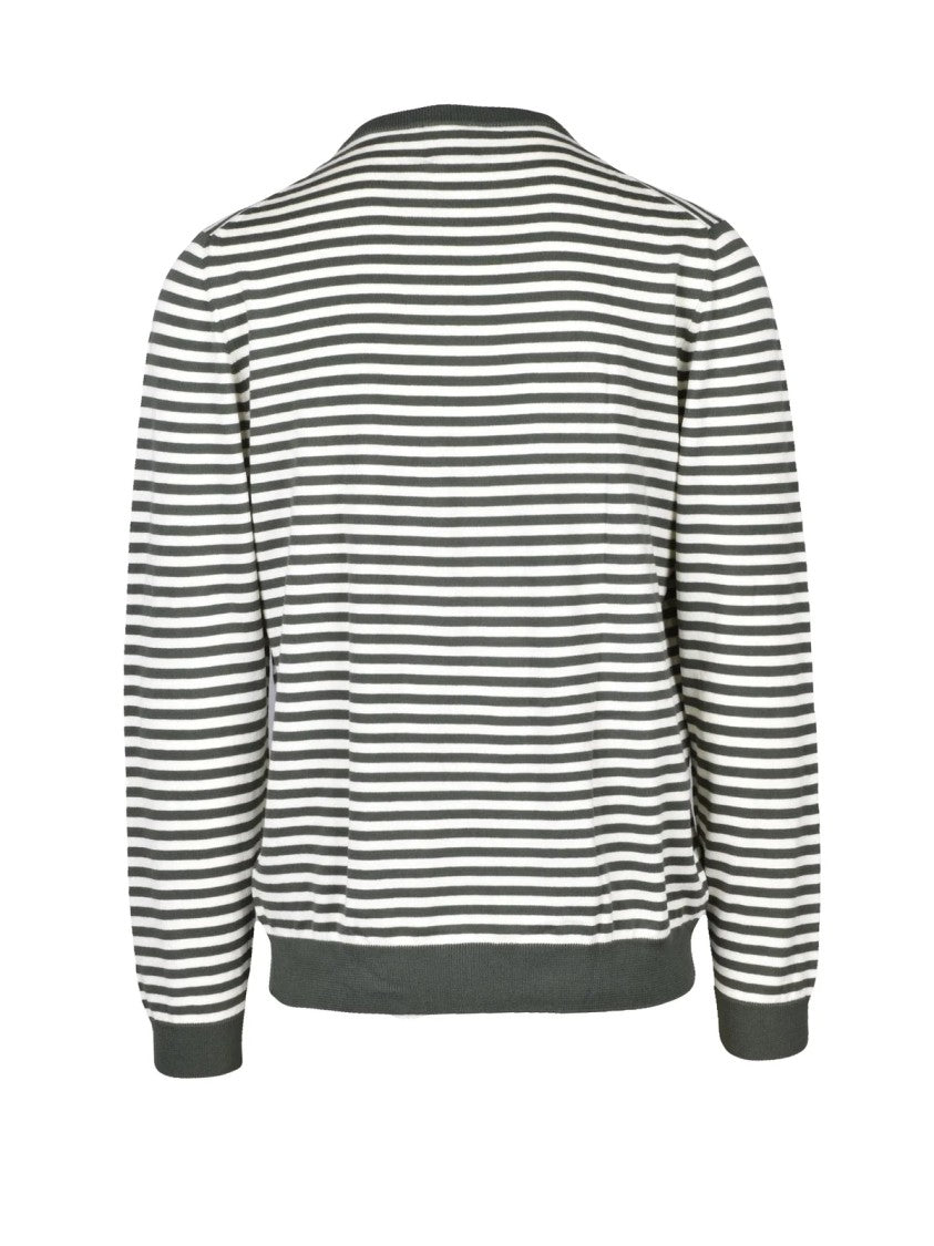 Gallo Organic Cotton Crew Neck Sweater With Striped Pattern
