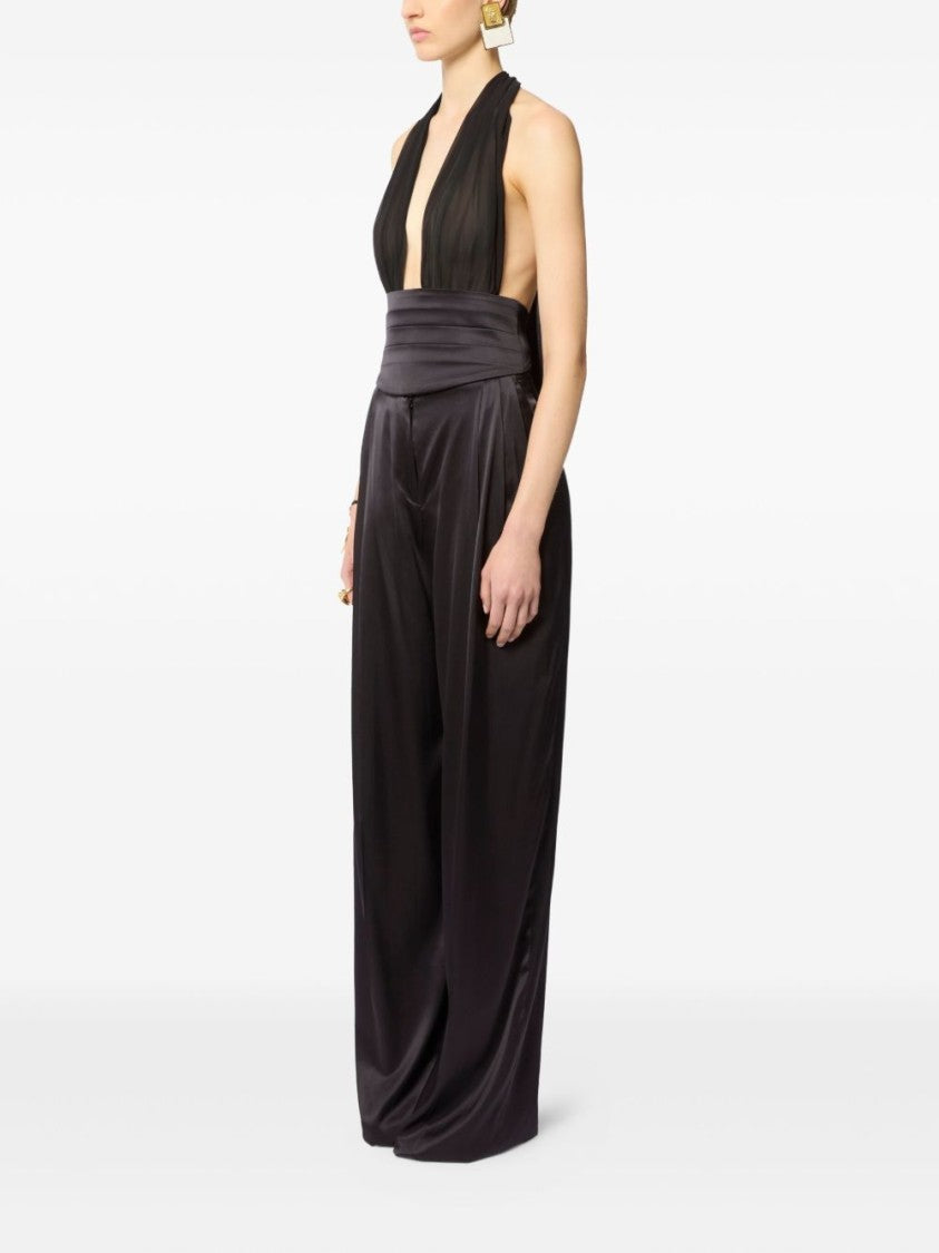 Nina Ricci Black V Neck Halterneck Silk Top