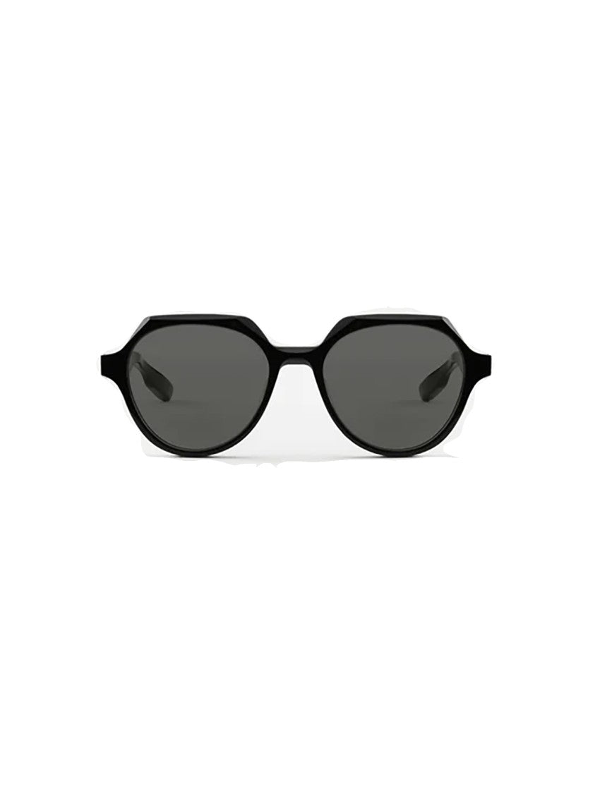 Aether Audio Eyewear Octagonal Black Acetate Sunglasses With Dark Grey Lenses