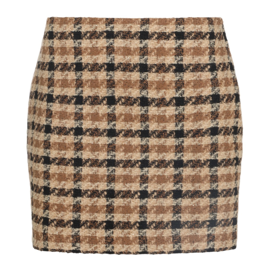 Twin-Set Checkered Mini Skirt With Textured Boucle Fabric