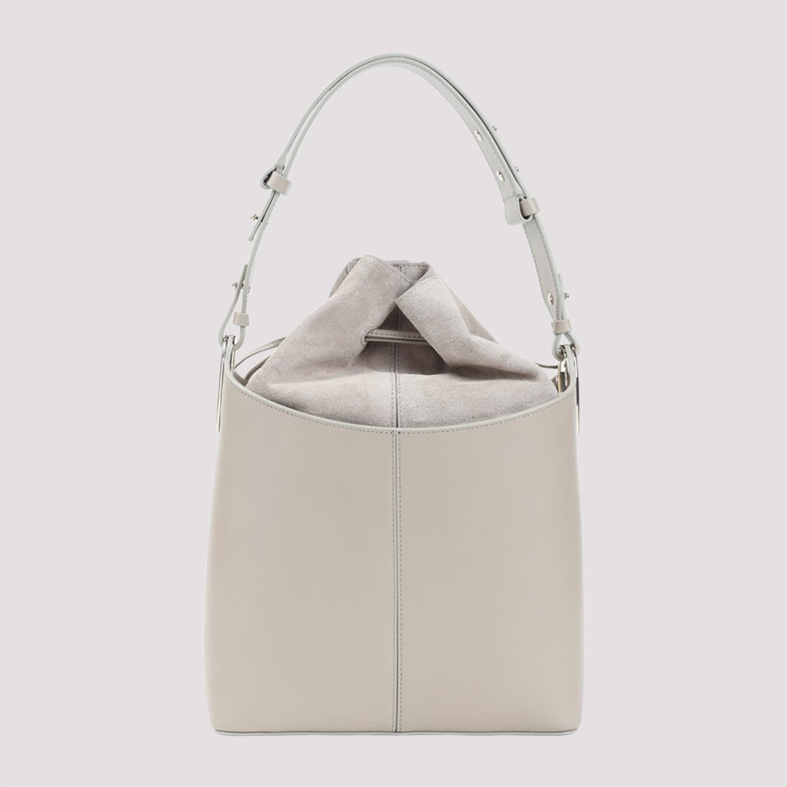 Giorgio Armani Structured Calf Leather Shoulder Bag With Suede Drawstring Closure