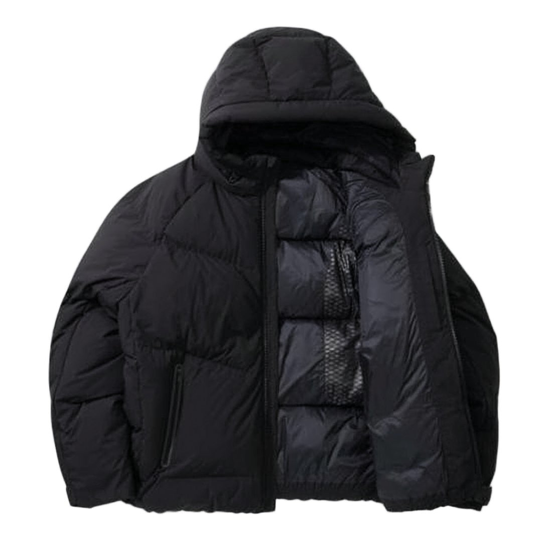 A.P.C. Hooded Black Puffer Coat With Quilted Design