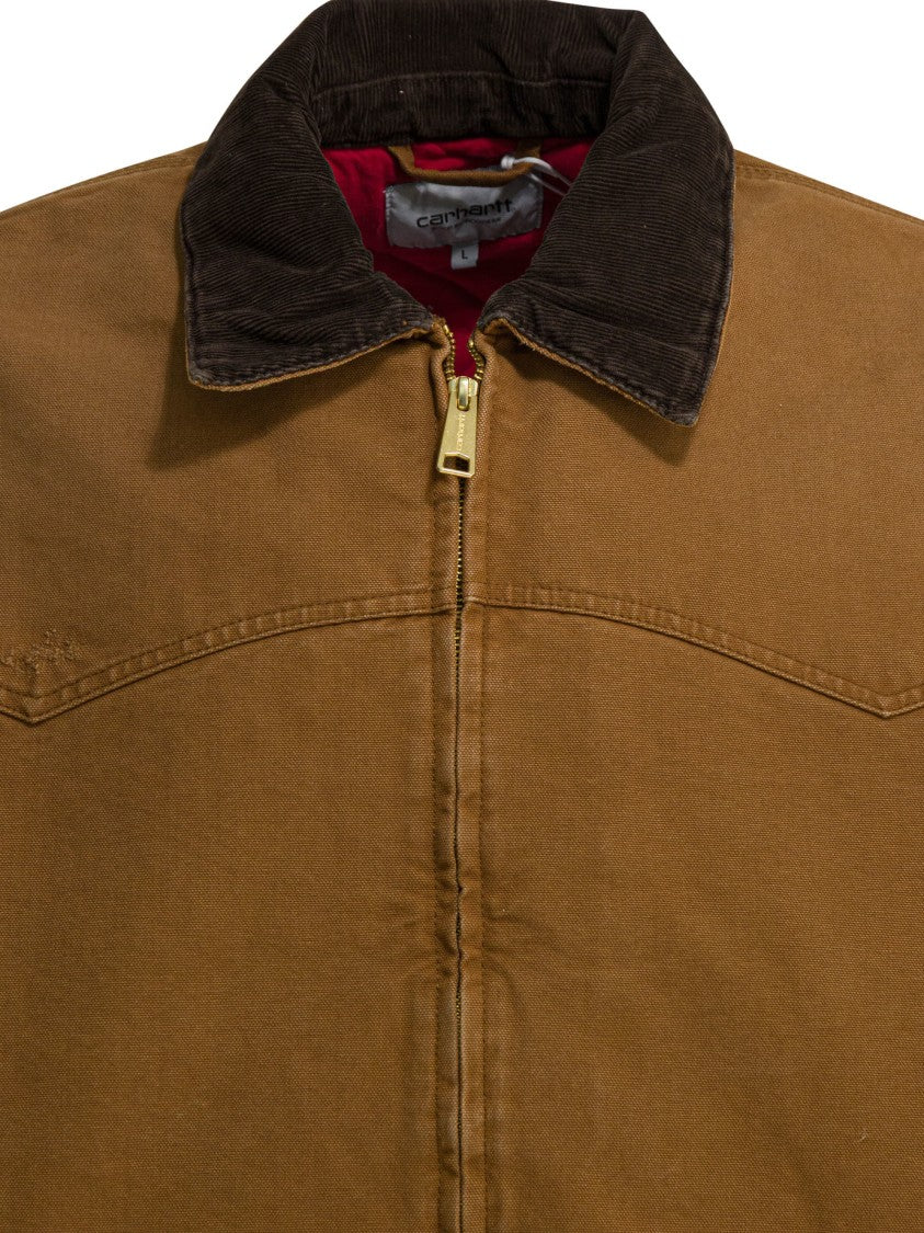Carhartt Wip Brown Organic Cotton Jacket With Corduroy Collar And Quilted Lining