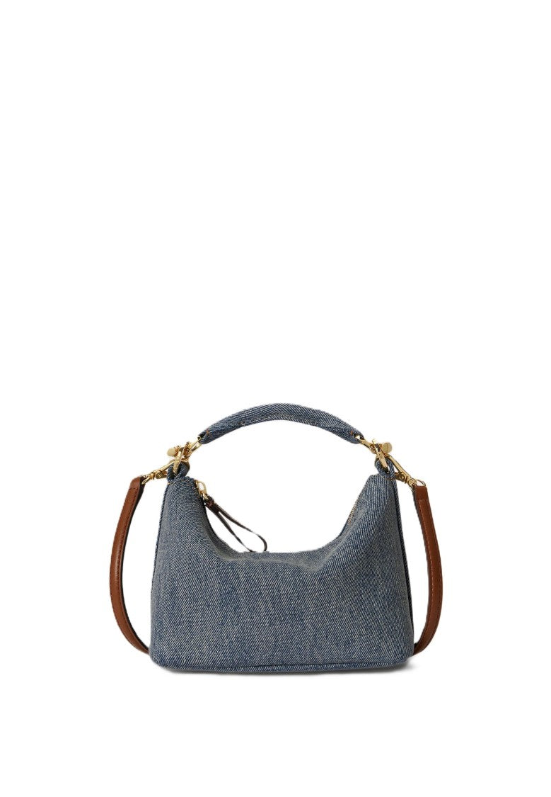 Lauren Ralph Lauren Slouchy Denim Handbag With Versatile Leather Straps