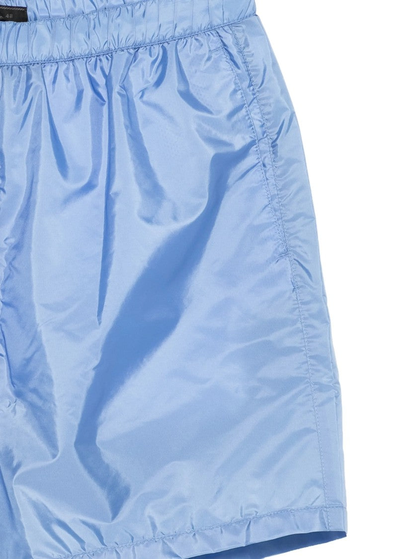 Prada Light Blue Costume Glossy Fabric Shorts