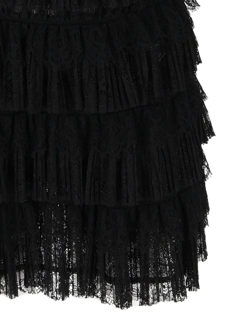 Elisabetta Franchi Sheer Lace Keyhole Neckline Mini Dress