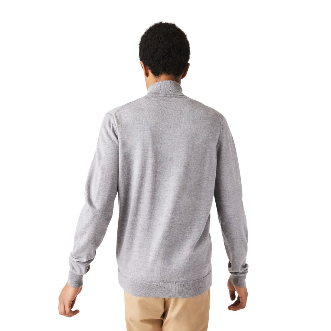 Lacoste Fine-Knit Grey Sweater With Turtleneck
