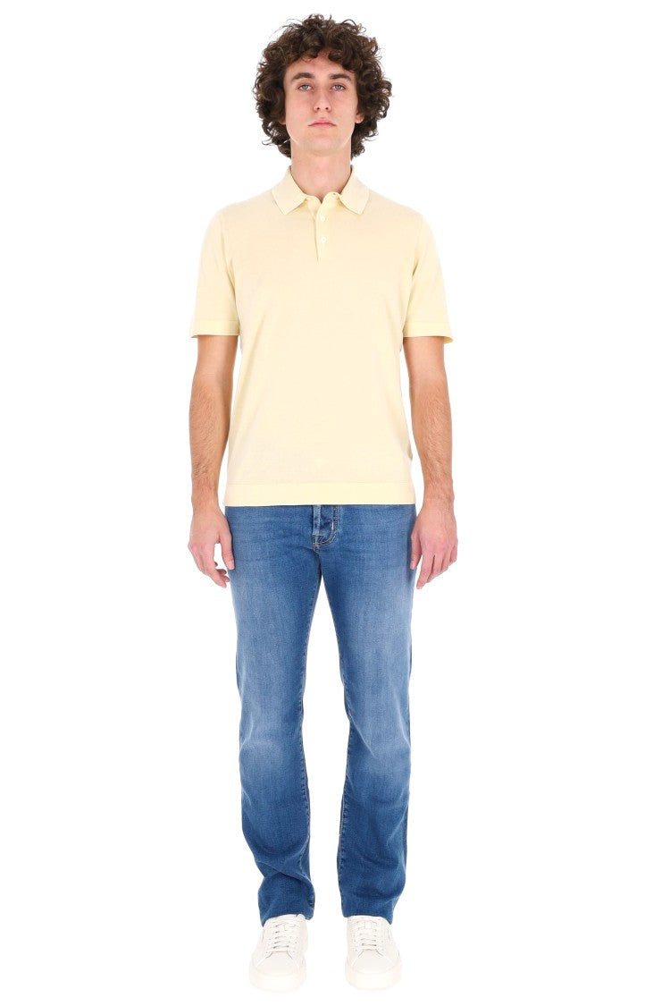 Drumohr Yellow Ice Cotton Frosted Polo Shirt