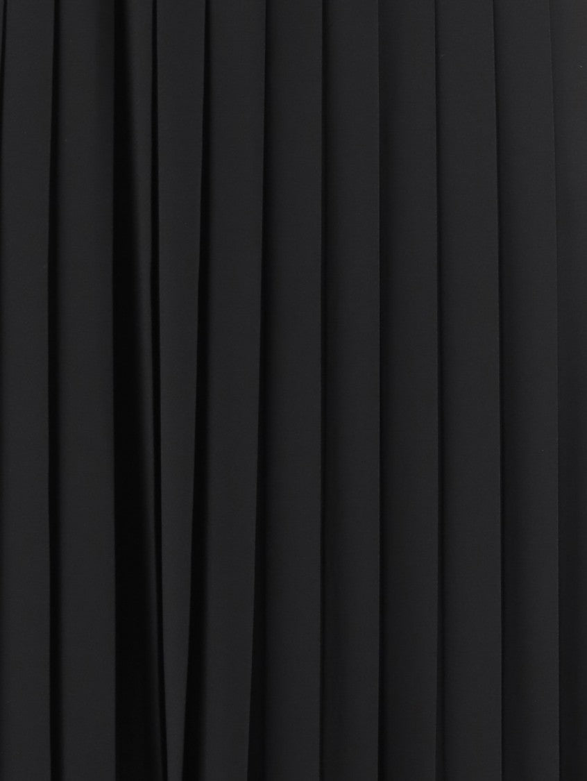 Aspesi Pleated Black Skirt With Adjustable Drawstring Waistband