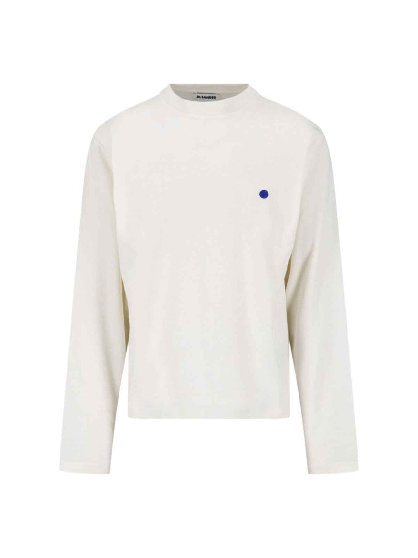 Jil Sander White Cashmere-Blend Ribbed Embroidered Sweater