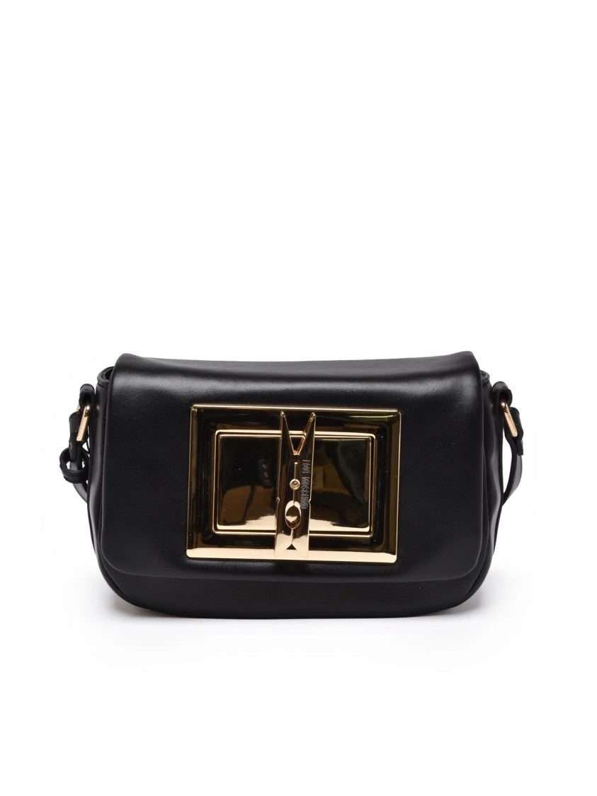 Love Moschino Black Combination Lock Polyurethane Shoulder Bag