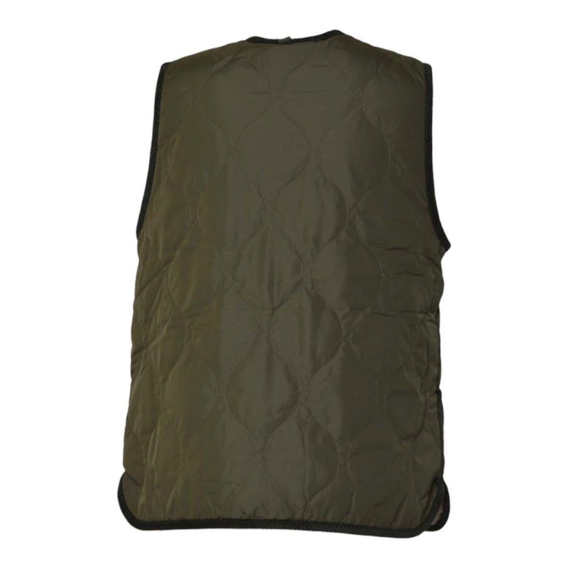 Barbour Two-Tone Quilted Jacket With Front Zipper And Rounded Neckline