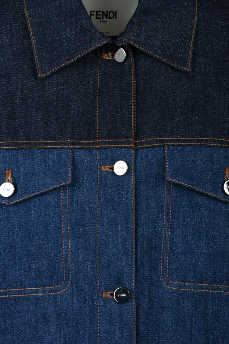 Fendi Rigid Denim Jacket - Blue