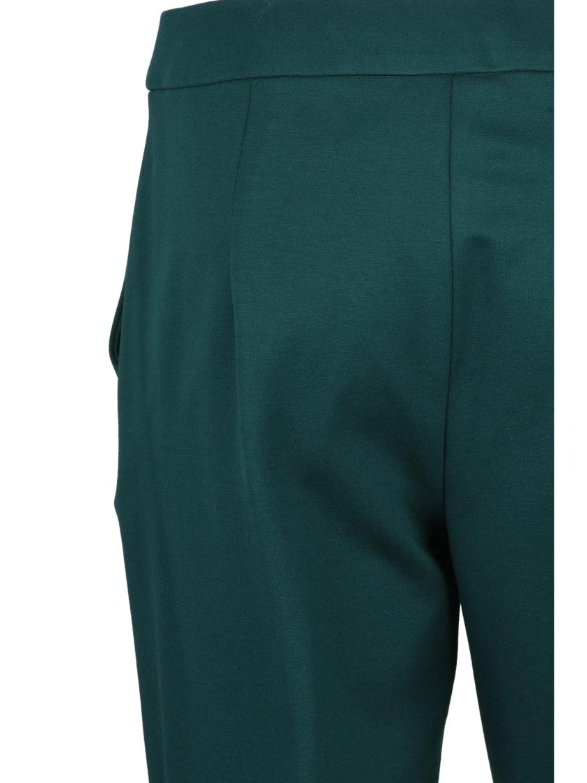 Max Mara Cropped Green Trousers With Tailored Silhouette And Stretch Fabric