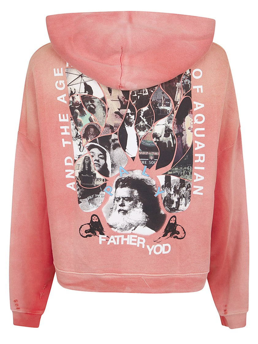 Paly Source Family Hooded Sweatshirt With Distressed Detail